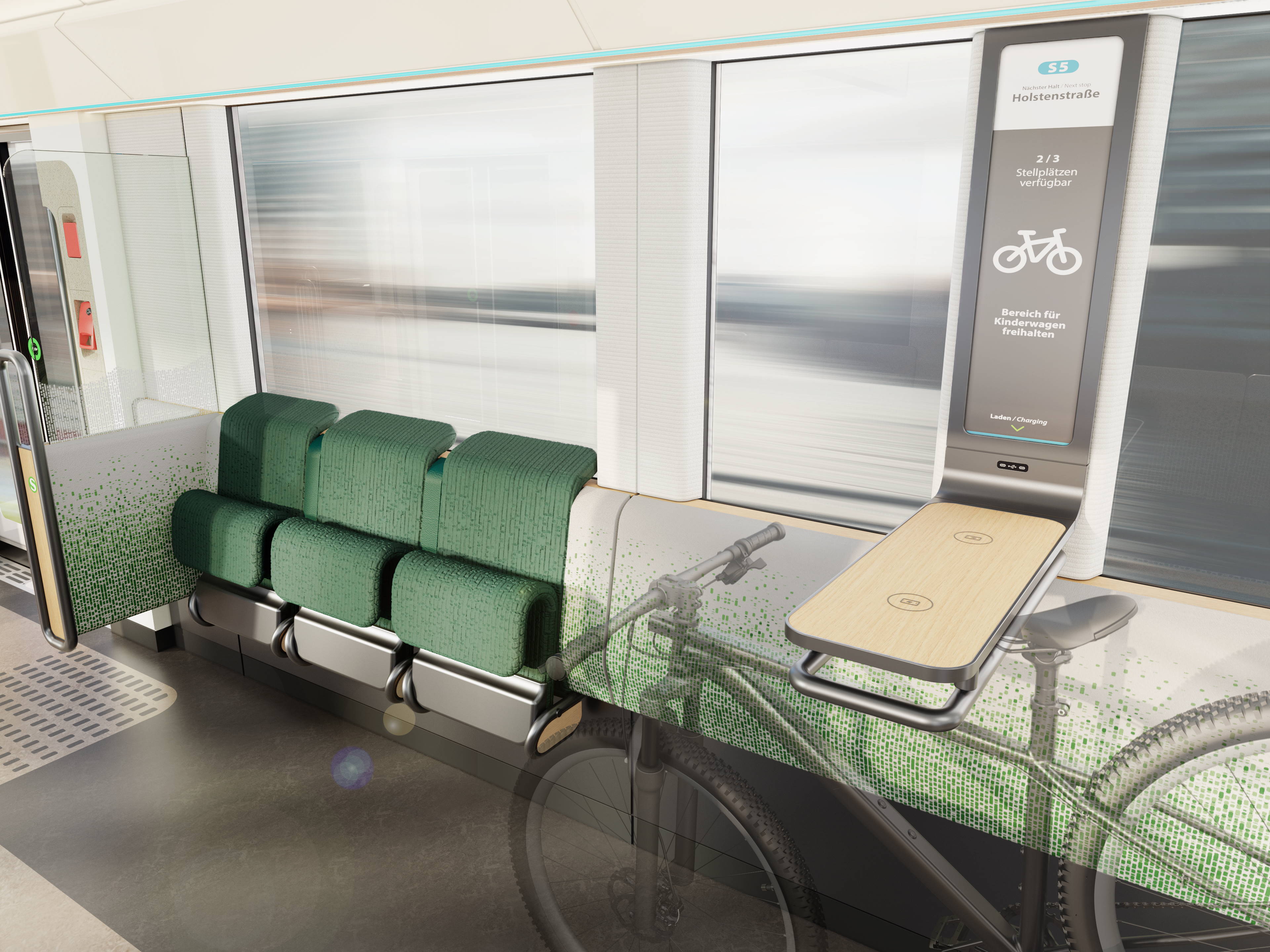 The concept train features ADP's 28.5-inch HiRaso Panel PC, an industrial-grade embedded solution that combines energy-saving display with robust computing capabilities. It delivers clear, dynamic guidance across various applications—from passenger information systems to bicycle and luggage areas, enhancing reliability and creating a seamless travel experience for passengers. (Photo credit: Deutsche Bahn)